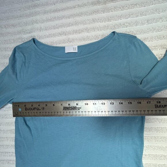 TSE Women's Top 3/4 Sleeve Knit Cotton Round Neck T-Shirt Blue Size Small - Picture 7 of 9